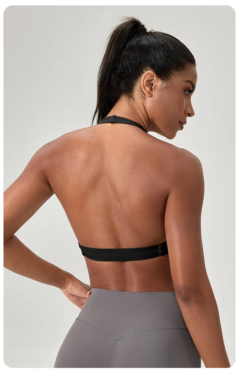 Women's Yoga Bra Halter Back Fitness Underwear Sexy Wire-Free Sports Vest Comfortable Breathable Bra