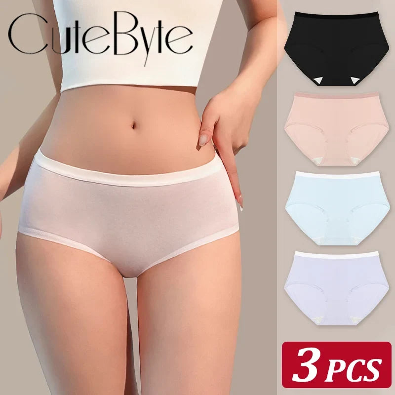 3Pcs/Set Women's Seamless Cotton Briefs Women Panties Solid Color Breathable Underwear Female Low Waist Soft Lingerie S-XXL