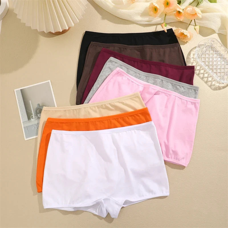 New 4PCS Women's Panties Cotton Seamless Sports Boxers Underwear Female Solid Color Cozy Lingerie Intimate Underpants XS-XL
