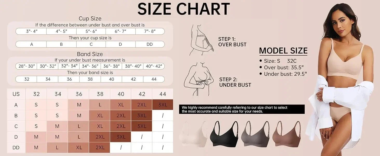 Women's Wire-Free Seamless Bra 3/4 Cup Thin Molded Cup Soft Support Bra Comfortable Breathable and beauty Smooth Bra Push-Up