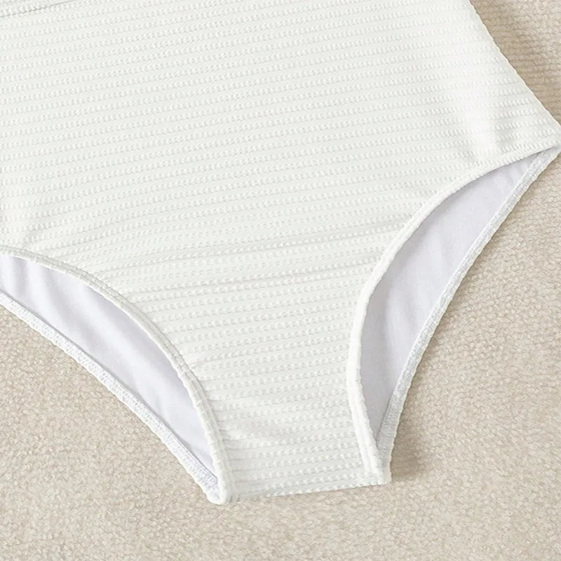 Sexy White Black Swimwear Women 2026 Deep V Neck Hollow Out Ring Linked Slim Fit One Piece Swimsuit Beach Bathing Suit Monokini