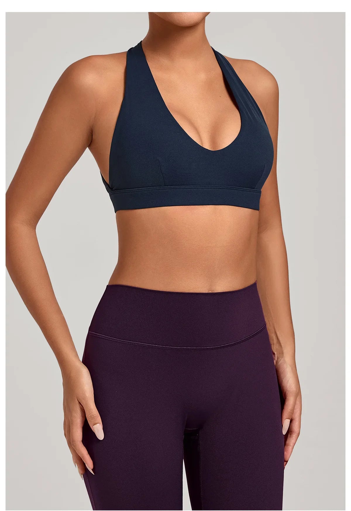 Sports Bra Gathered Neck Hanging Style Backless Tight Yoga Bra Women's Top Fitness Outdoorsports Pilates Training Gym Workout