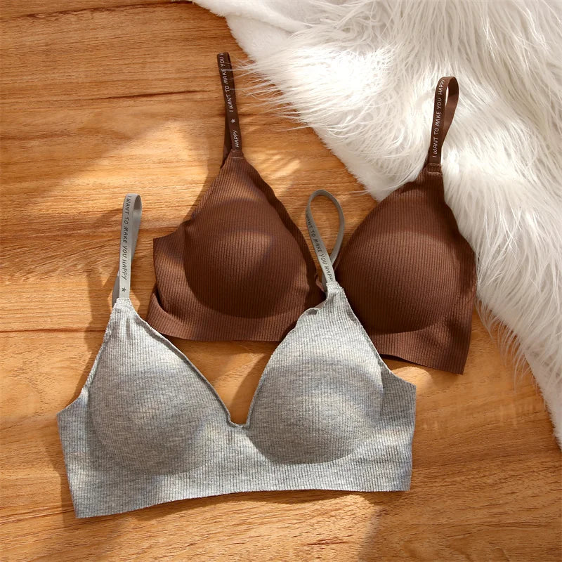 Deep V Knitting Bra Women Wireless Bras Sexy Padded Bralette Ladies Comfortable Brassiere Female Soft Underwear 6 Colors 2023