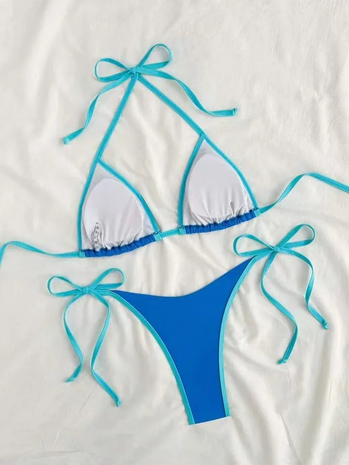 2026 Sexy Contrast Color Separates Micro Bikini Women's Swimsuit Female Swimwear Mini Thong Bikinis Set Two-piece Bathing Suit