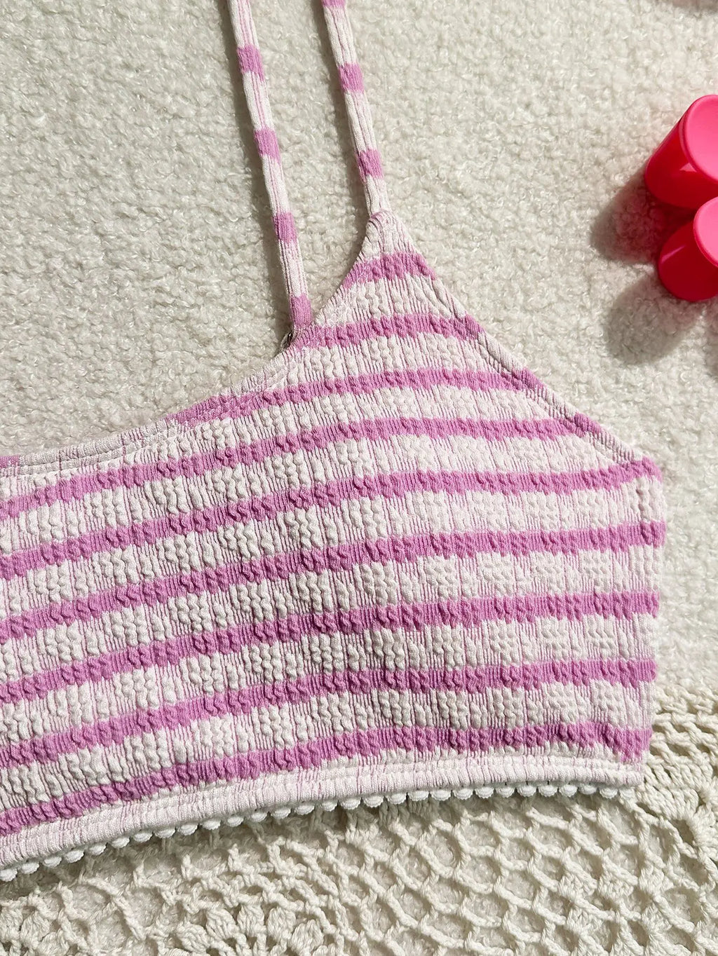 Sexy Black Striped Bikinis 2025 Women Halter Pleate Push Up Micro Swimsuit Brazilian Beach Bathing Suit Holiday Thong Swimwear