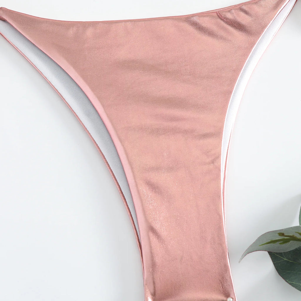 Sexy Brozing Gold Bikinis Sets Women Push Up Micro Bikini Swimsuit 2026 Brazilian Beach Bathing Suit Tie Side Triangle Swimwear