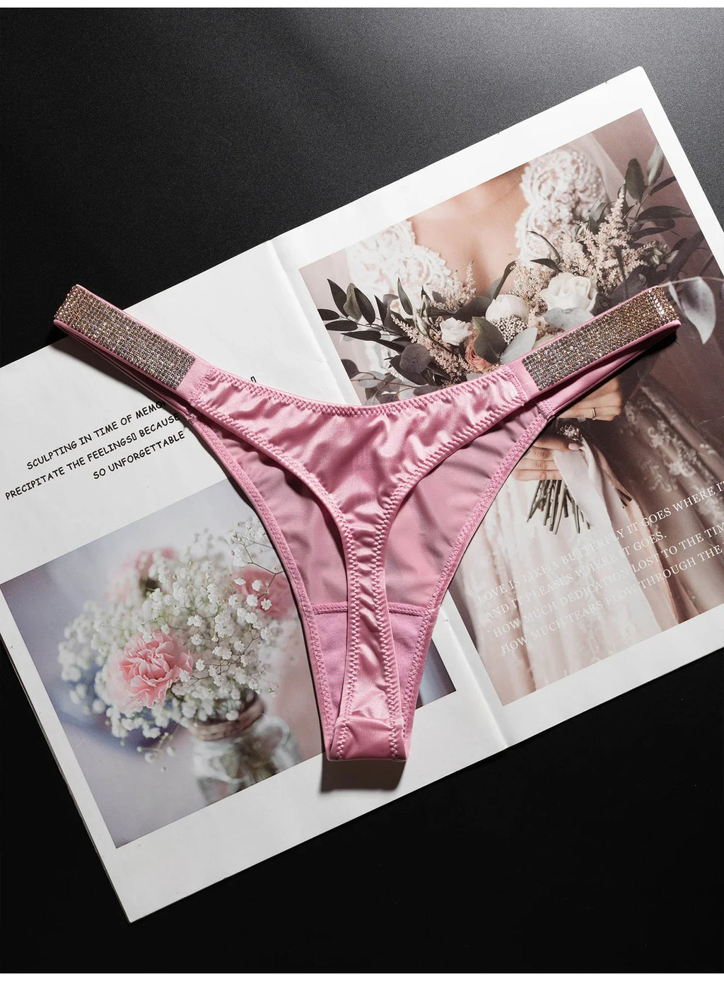 Letter Sexy Panties Women Thongs Rhinestones Diamonds G-string Sports Thong Low Waist Shorts Briefs T-back Fitness S-XL