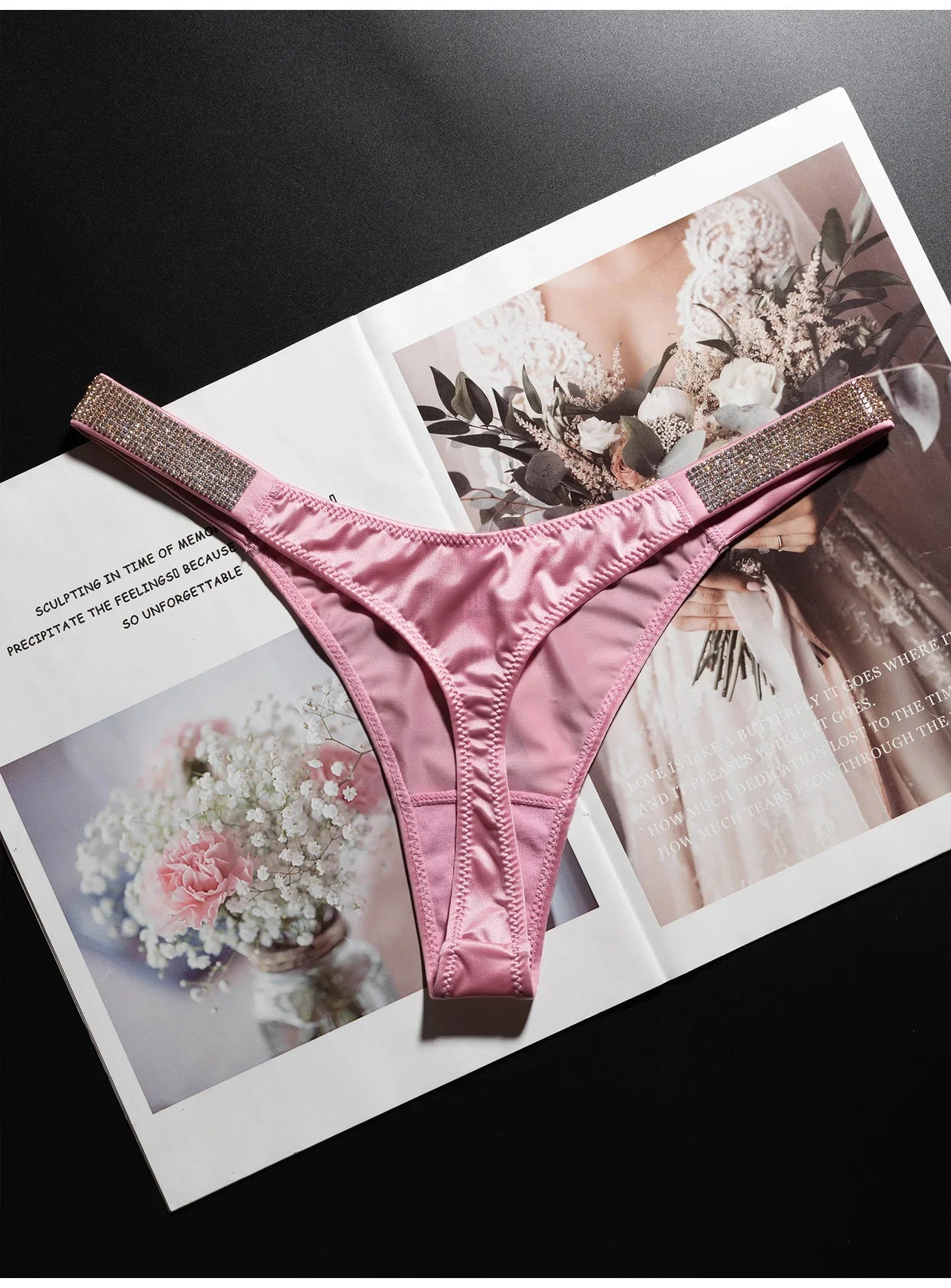 Letter Sexy Panties Women Thongs Rhinestones Diamonds G-string Sports Thong Low Waist Shorts Briefs T-back Fitness S-XL