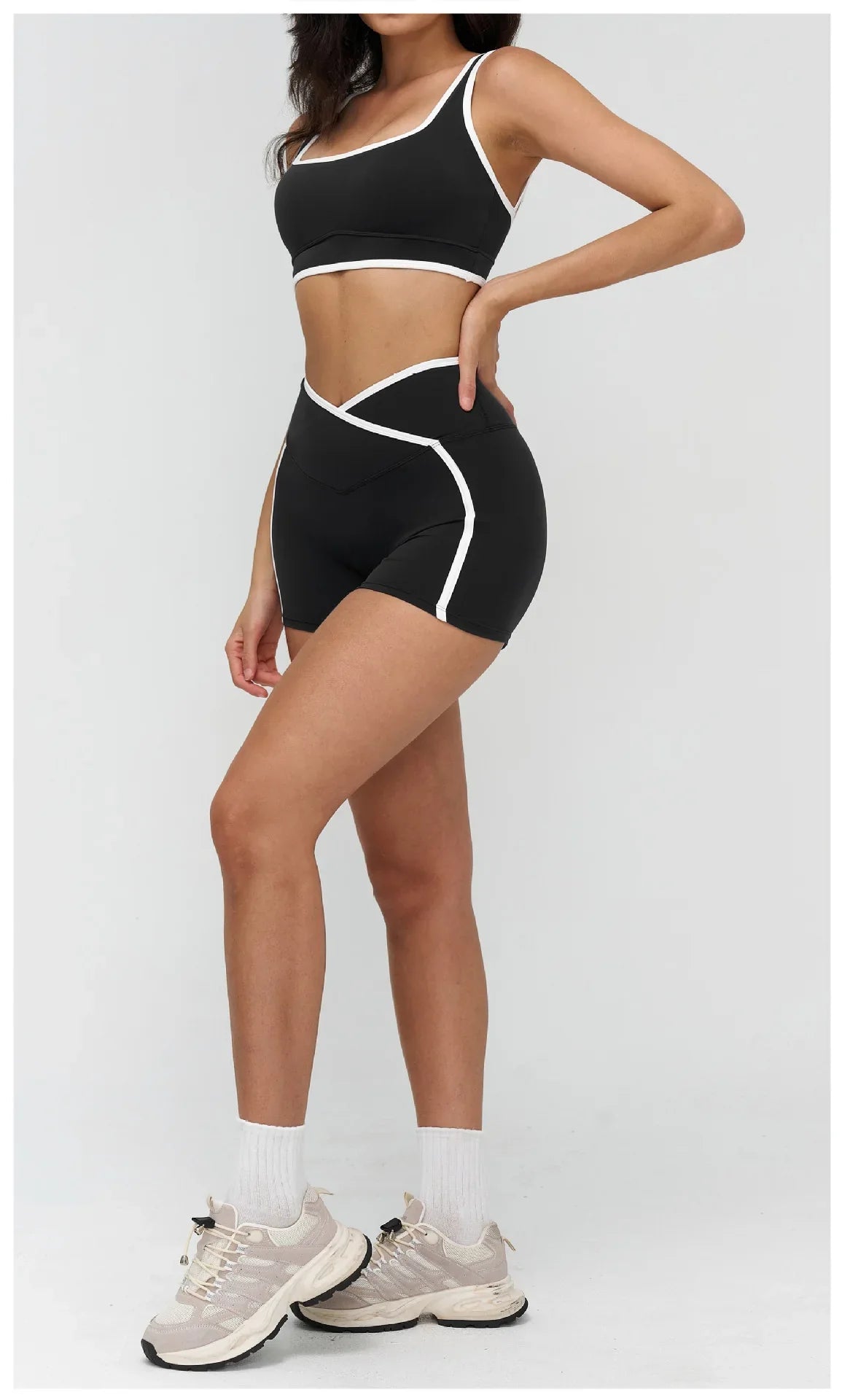 Patchwork Backless Yoga Sets Women Sportswear High Waist Gym Scrunch Bum Shorts Set Female Fitness Sports Suit Workout Clothes
