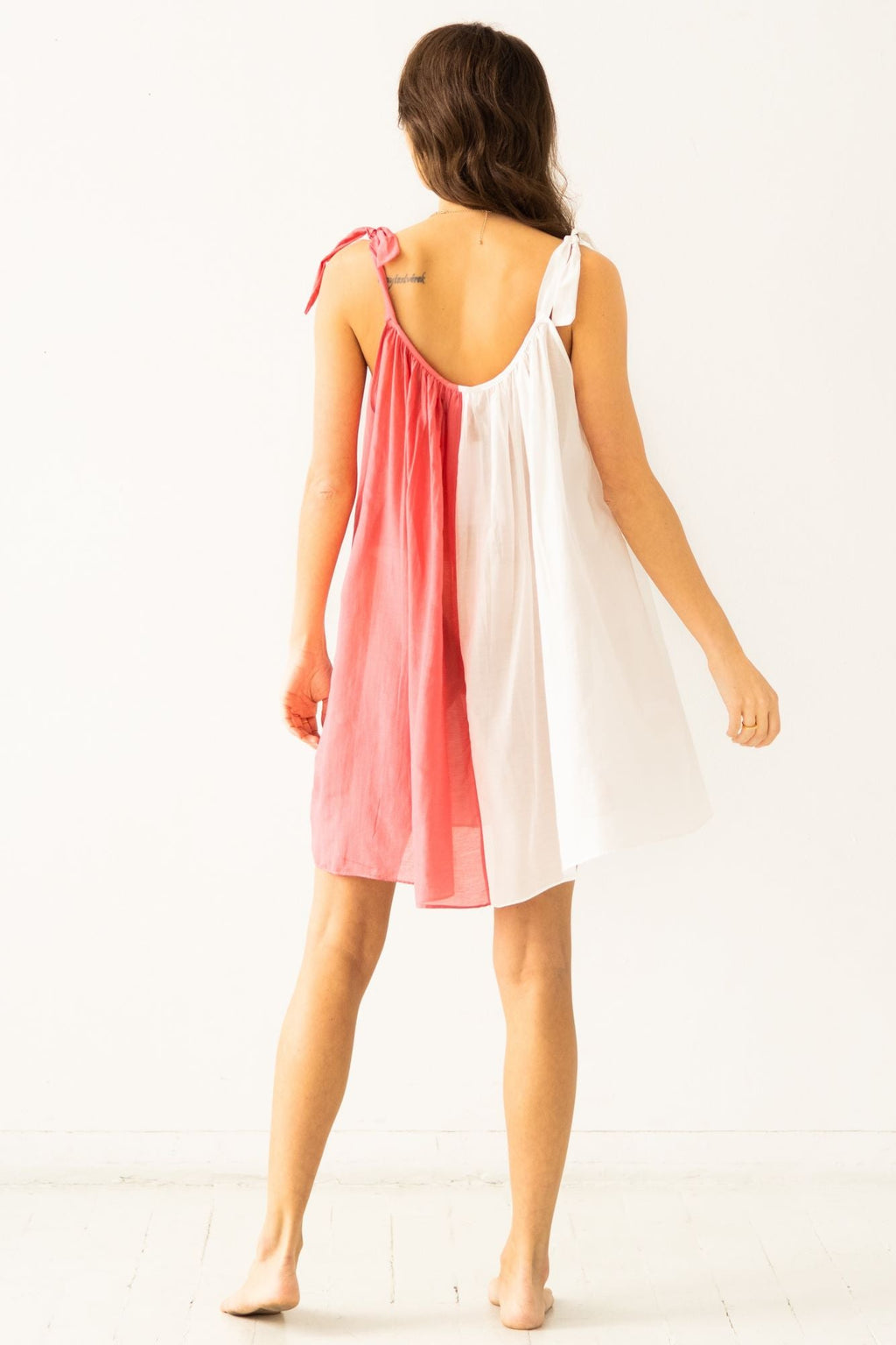 Sheer Tie Strap Babydoll in Silk Cotton Blend