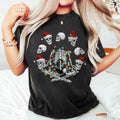Skeleton Christmas Juggling Yoga Santa Claus Festive Holiday Party Artwork Comfort Colors Tee