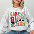 Sleigh Girl Sleigh Santa Christmas Reindeer Winter Xmas Cozy Fleece Holiday Print Sweatshirt