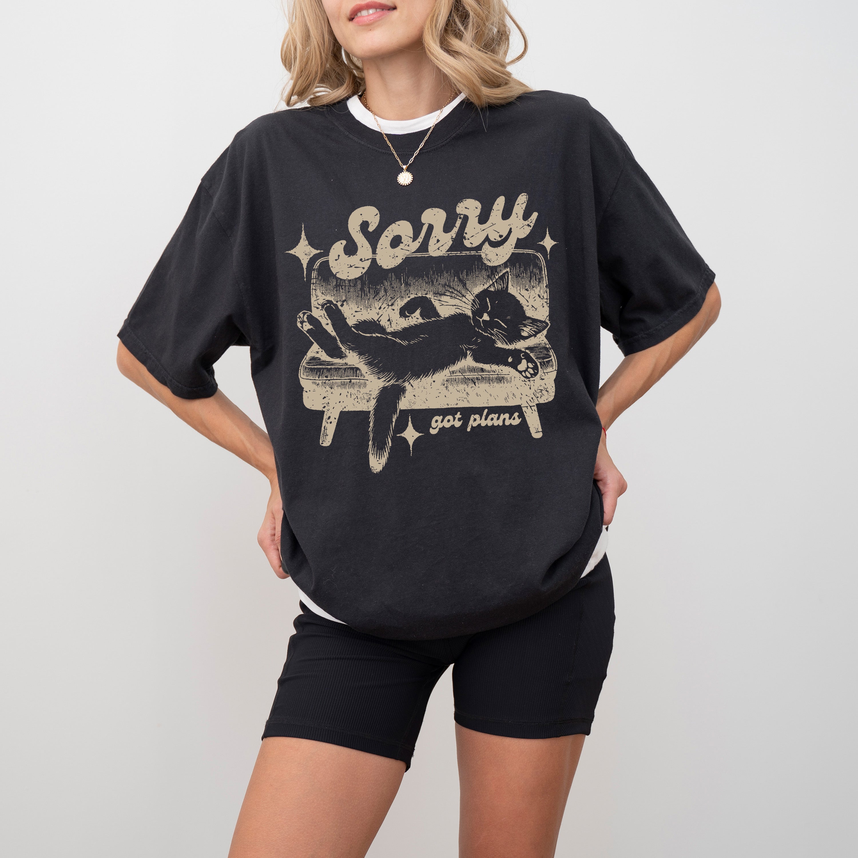 Sorry, Got Plans Lazy Cat Aesthetic Meme For Cat Lovers Who Embrace Cozy Vibes Comfort Colors Tee