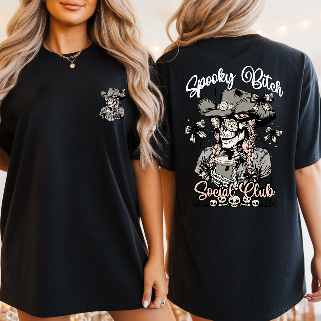 Spooky Bitch Social Club Skeleton Coquette Halloween Nightmare Limited Edition Graphic Tee