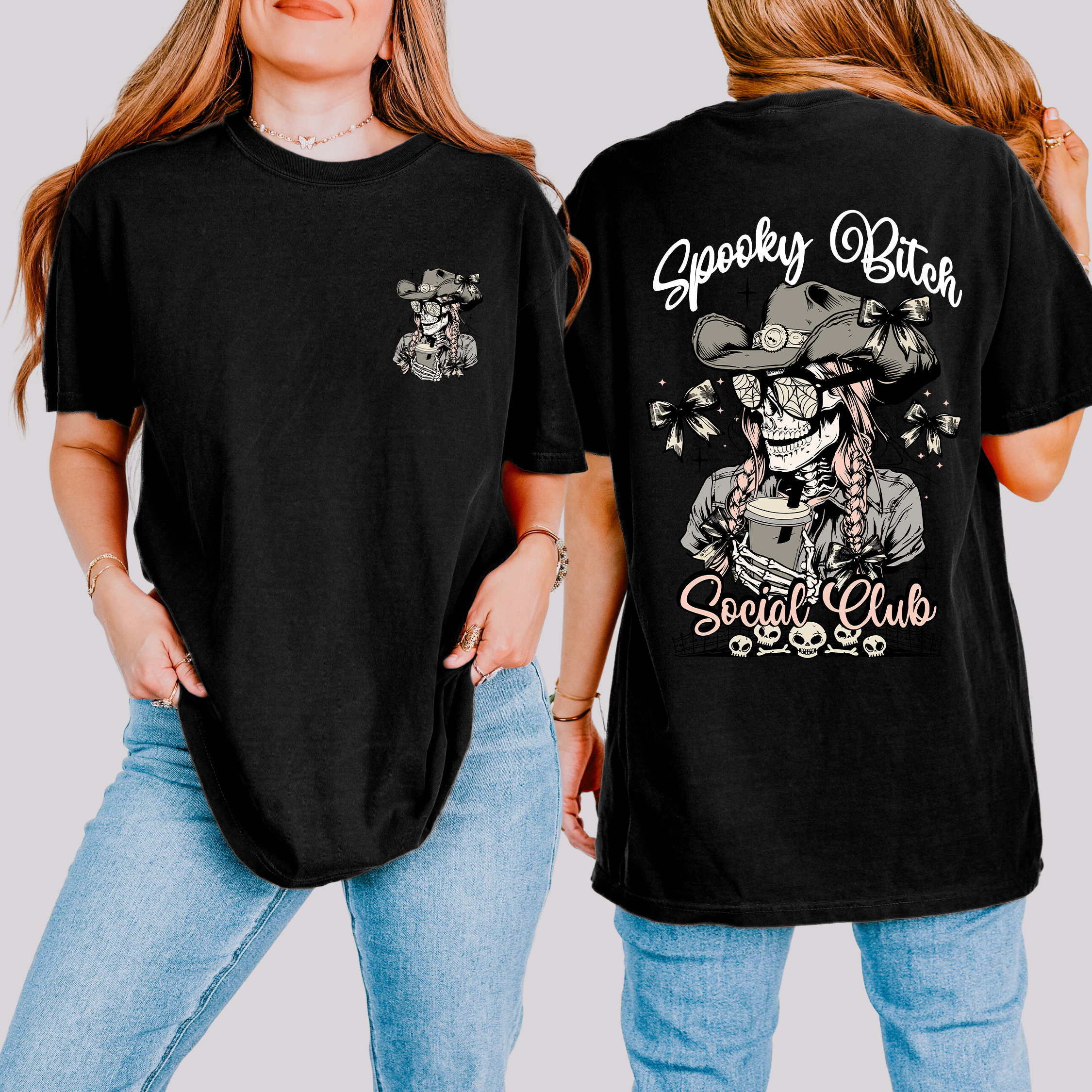 Spooky Bitch Social Club Skeleton Coquette Halloween Nightmare Limited Edition Graphic Tee