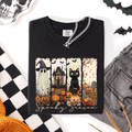 Spooky Season Stripes Halloween Cat Ghost Pumpkins Autumn Fall Comfort Colors Tee