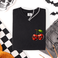 Spooky Skull Cherries Halloween Skeleton Stars Whimsical Night Sky Comfort Colors Tee