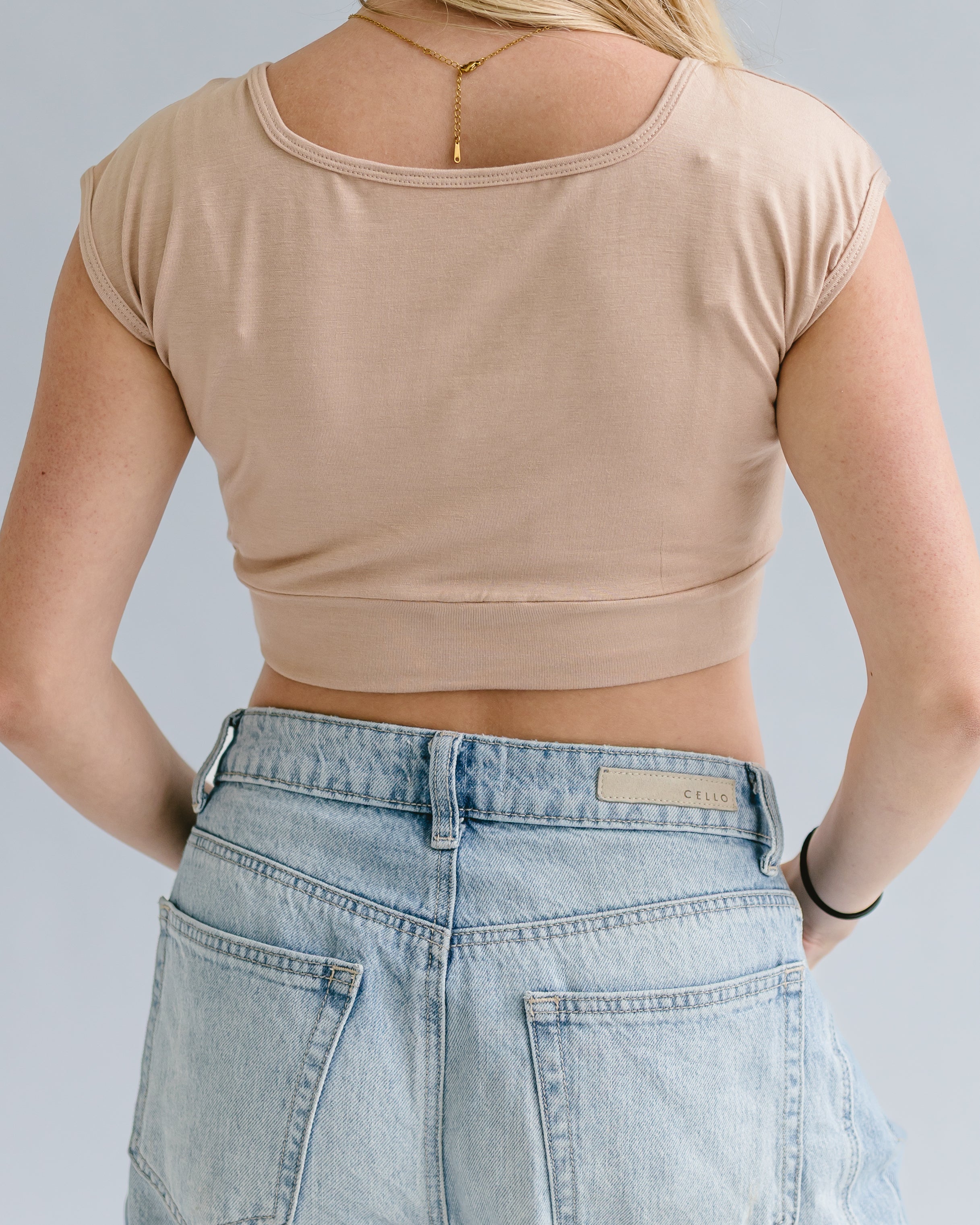 Square Neck Basic Cap Sleeve