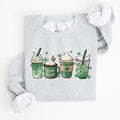 St Patrick's Day Coffee Drinks Cozy Sweatshirt For Coffee Lovers Festive Irish Spirit