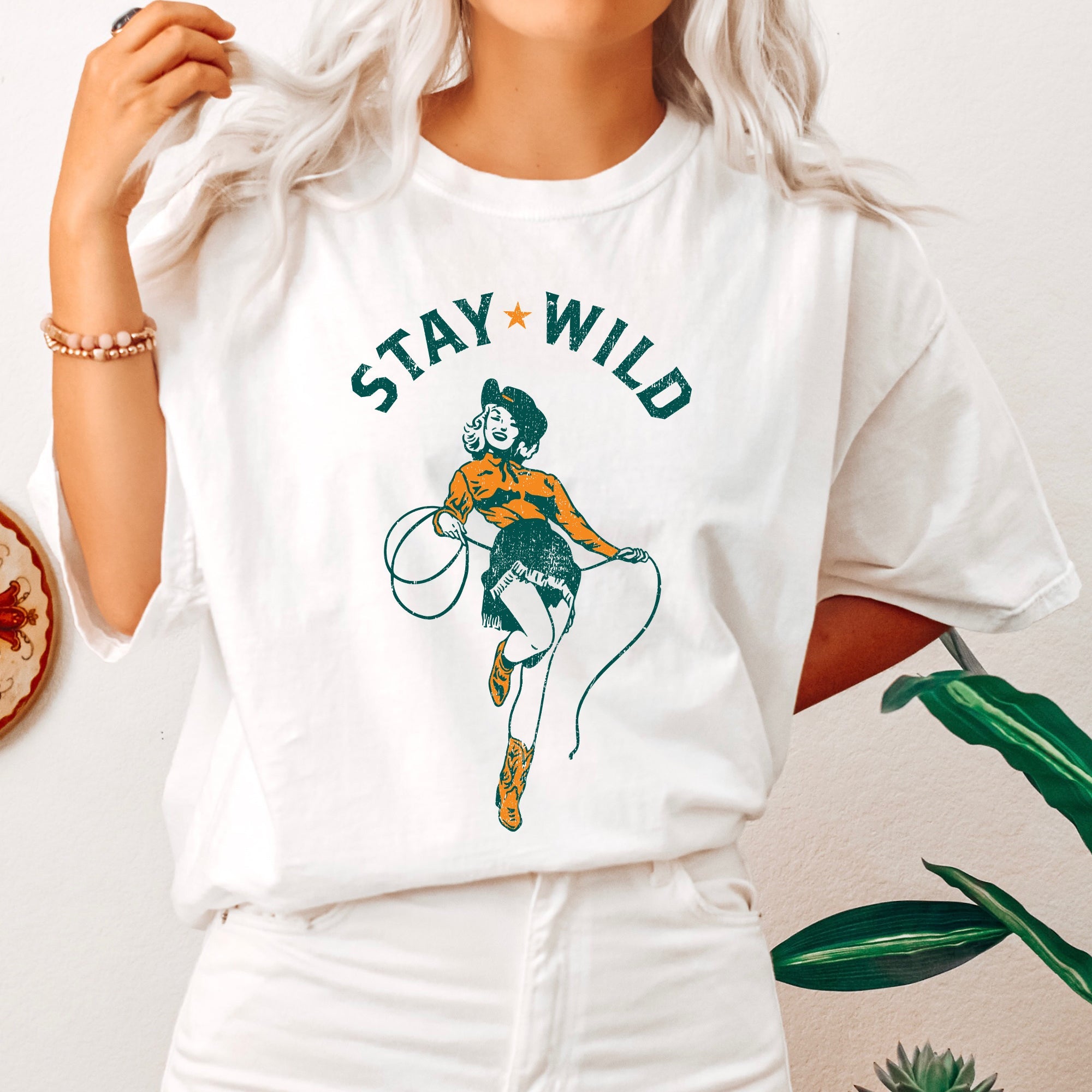 Stay Wild Cowgirl Western Country Cowboy Vintage Western Quote Comfort Colors Tee