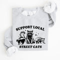 Support Local Street Cats Raccoon Skunk Possum Meme Sweatshirt For Animal Lovers