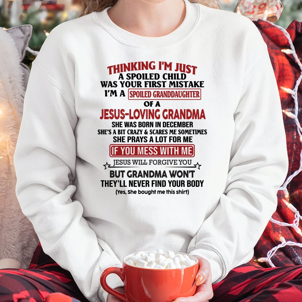 Christian Girl Shirt – Spoiled by Grandma December Edition – From Grandma to Granddaughter NGHL12 (SKU07-181-12)