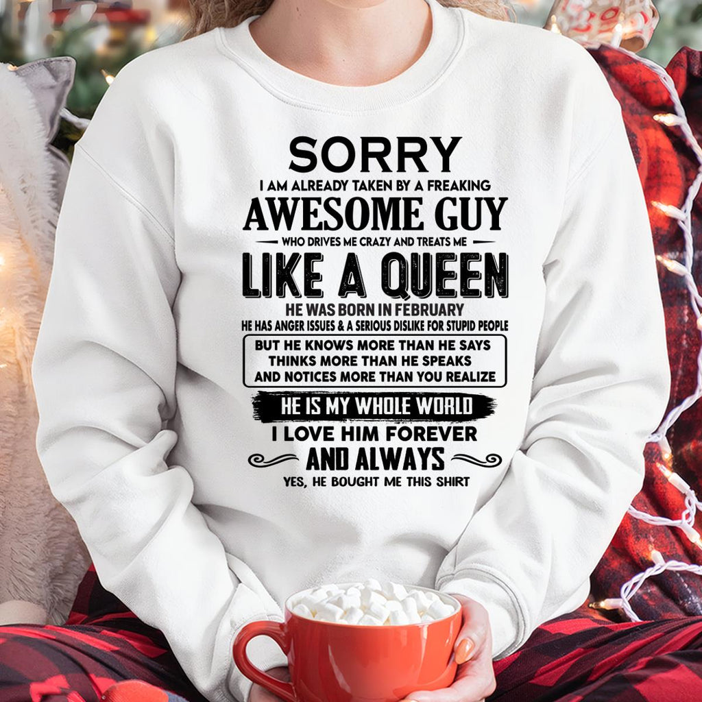 February - Sorry I am already taken by a freaking awesome guy - Gift for Wife From Husband - NGHL02 (SKU-SRG-02)
