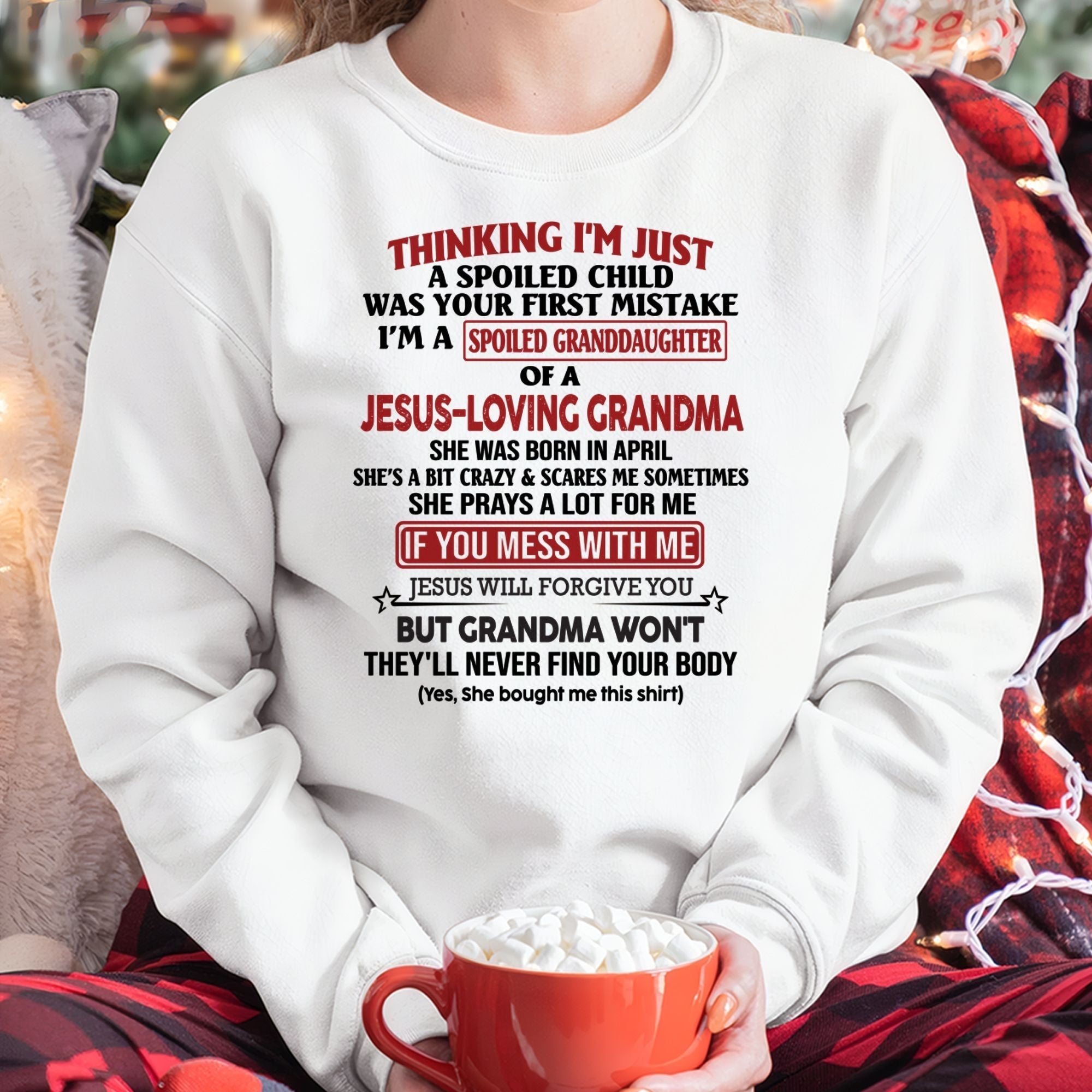 Christian Girl Shirt – Spoiled by Grandma April Edition – From Grandma to Granddaughter NGHL04 (SKU07-181-04)