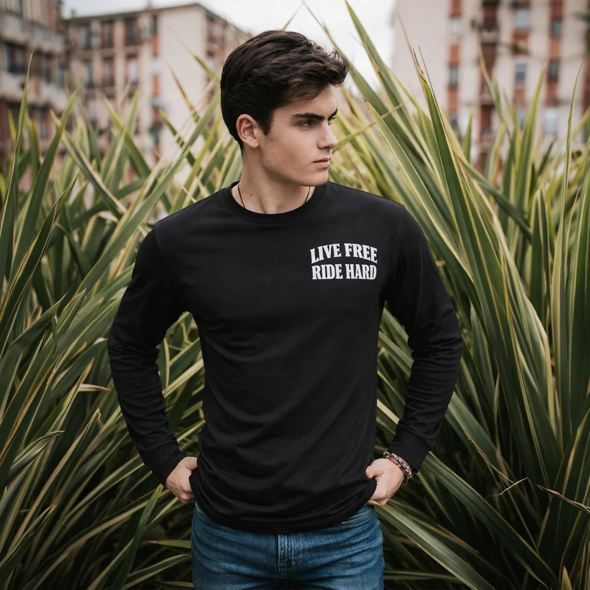 Live Free Ride Hard - Men's Long Sleeve Biker Tee