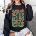 Terracotta Flower Botanical Vintage Boho Nature Print Cozy Autumn Inspired Sweatshirt