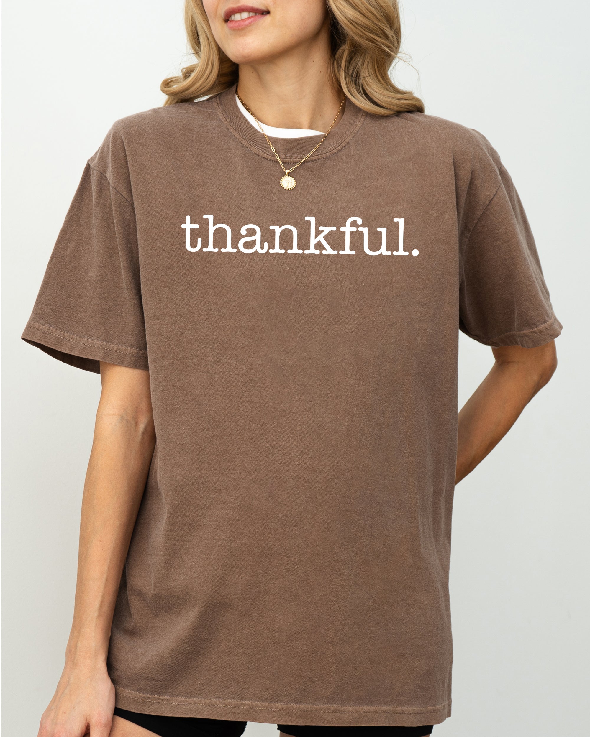 Thankful Minimal Simplicity Autumn Fall Halloween Thanksgiving Comfort Colors Tee