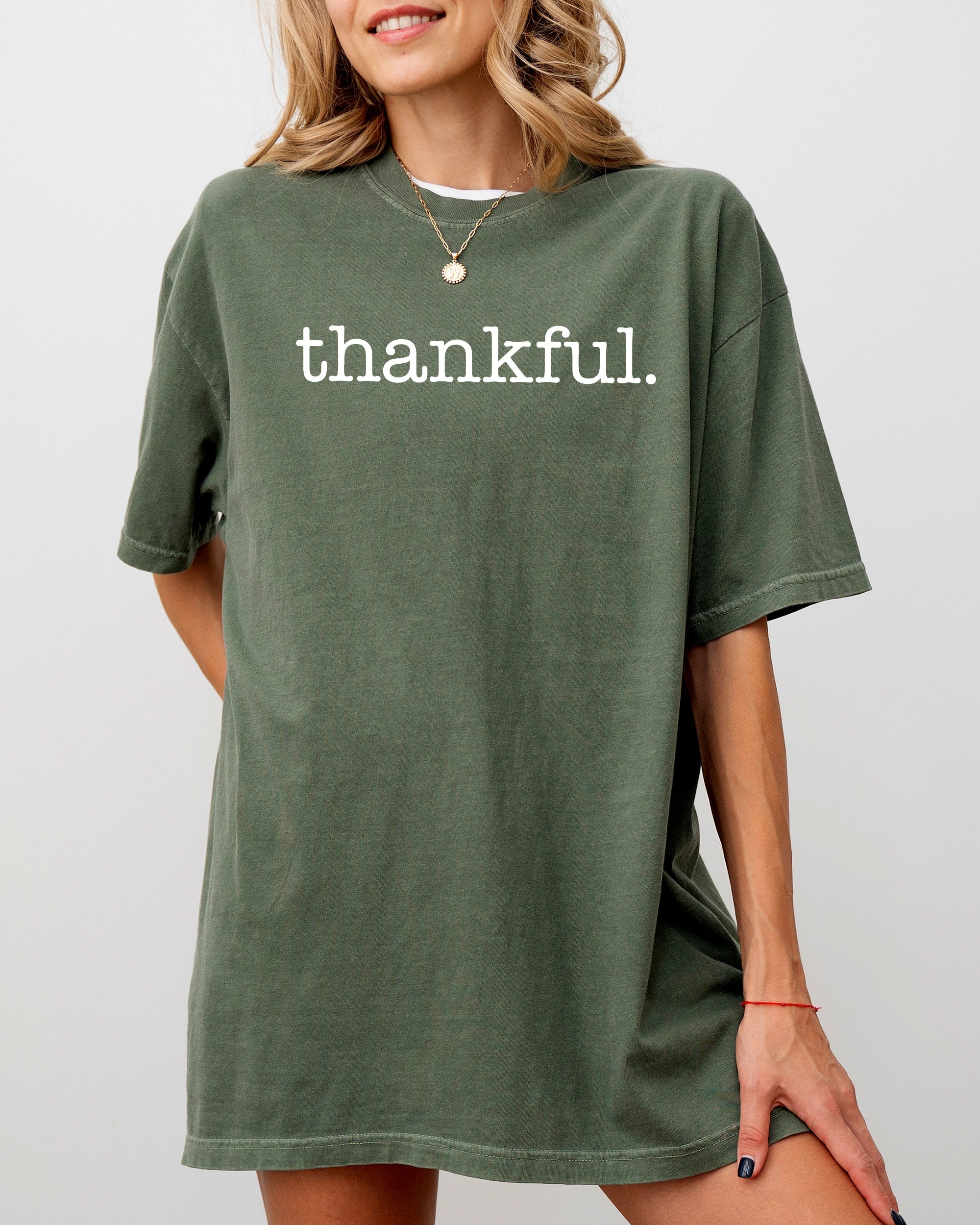 Thankful Minimal Simplicity Autumn Fall Halloween Thanksgiving Comfort Colors Tee