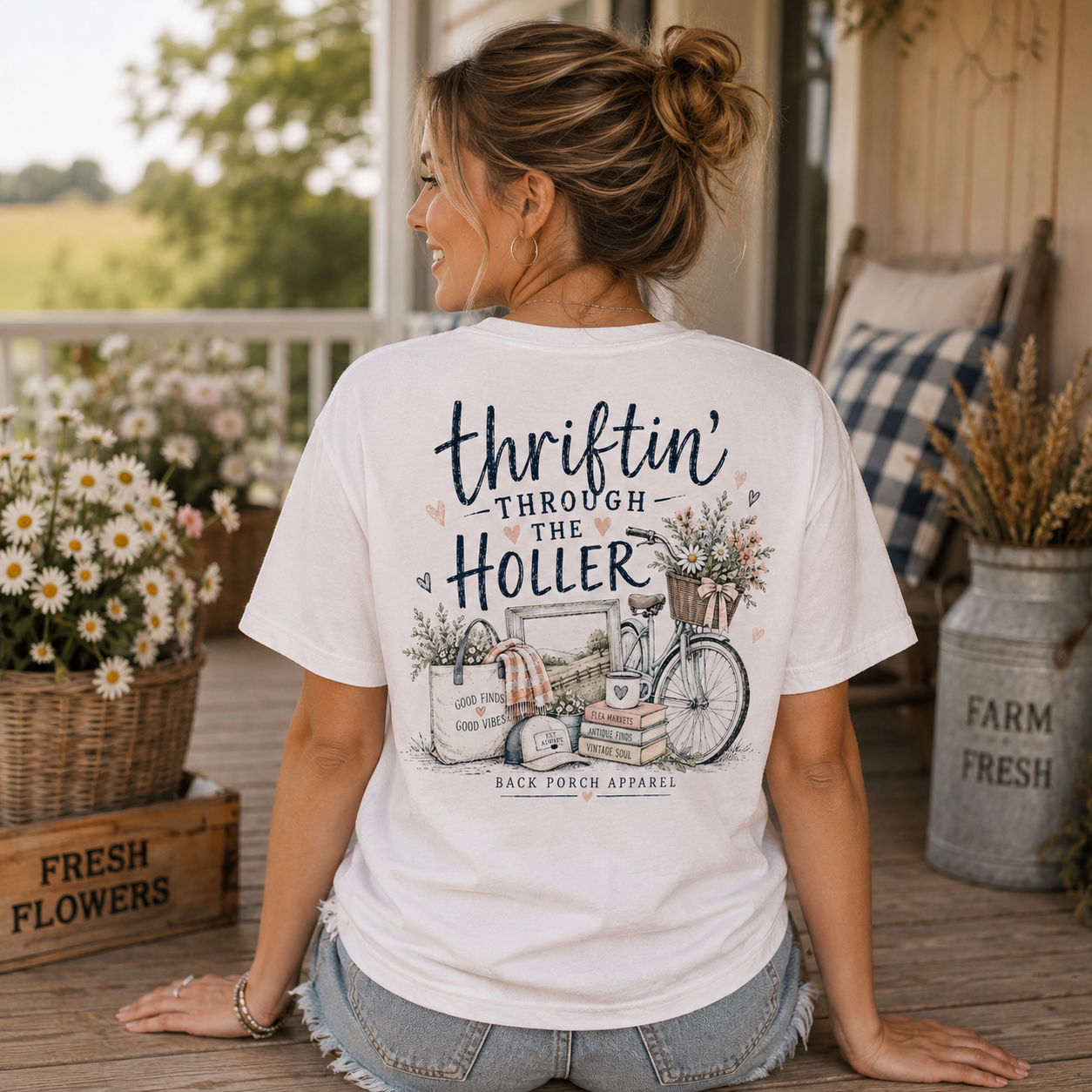 Thriftin' Through the Holler T-Shirt | Women's Super Soft Ring Spun Cotton Vintage Thrifting Graphic Tee