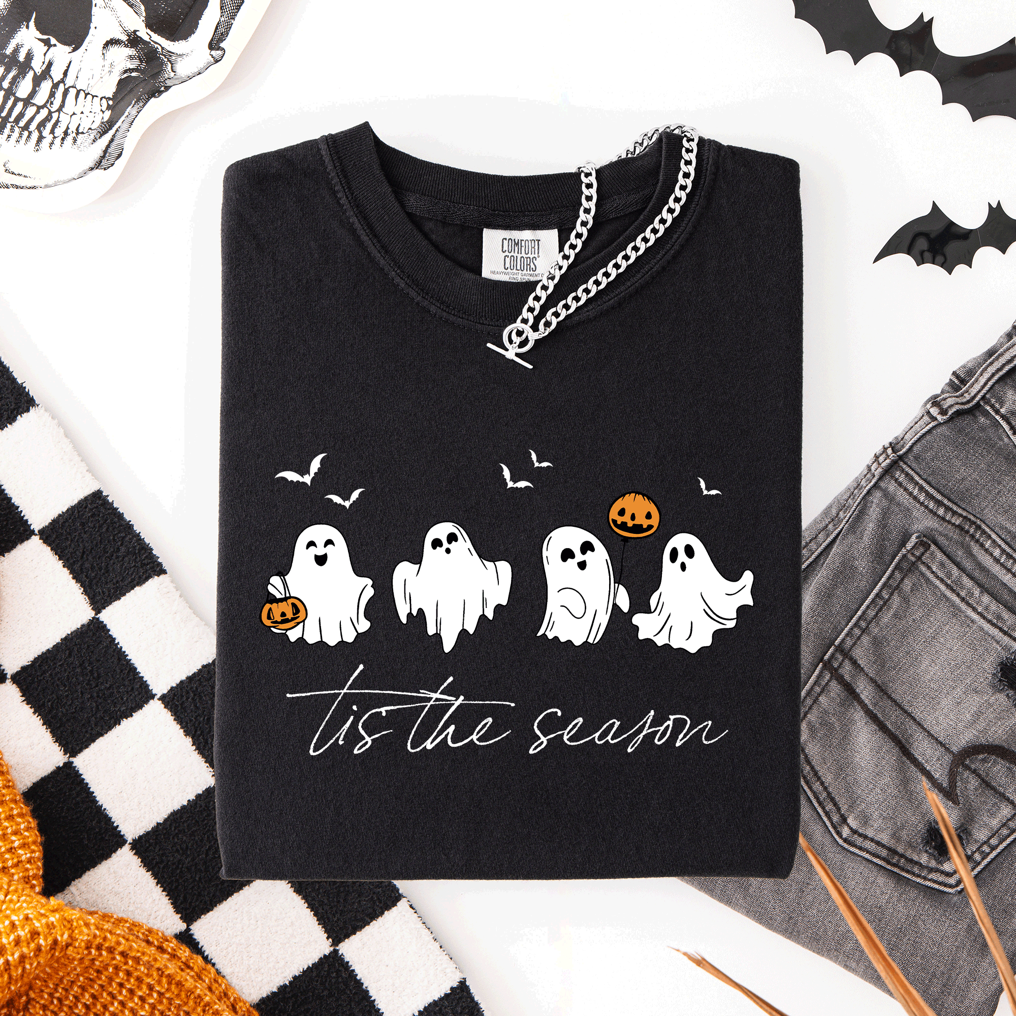 Tis The Season, Cute Ghosts Halloween Comfort Colors Tee