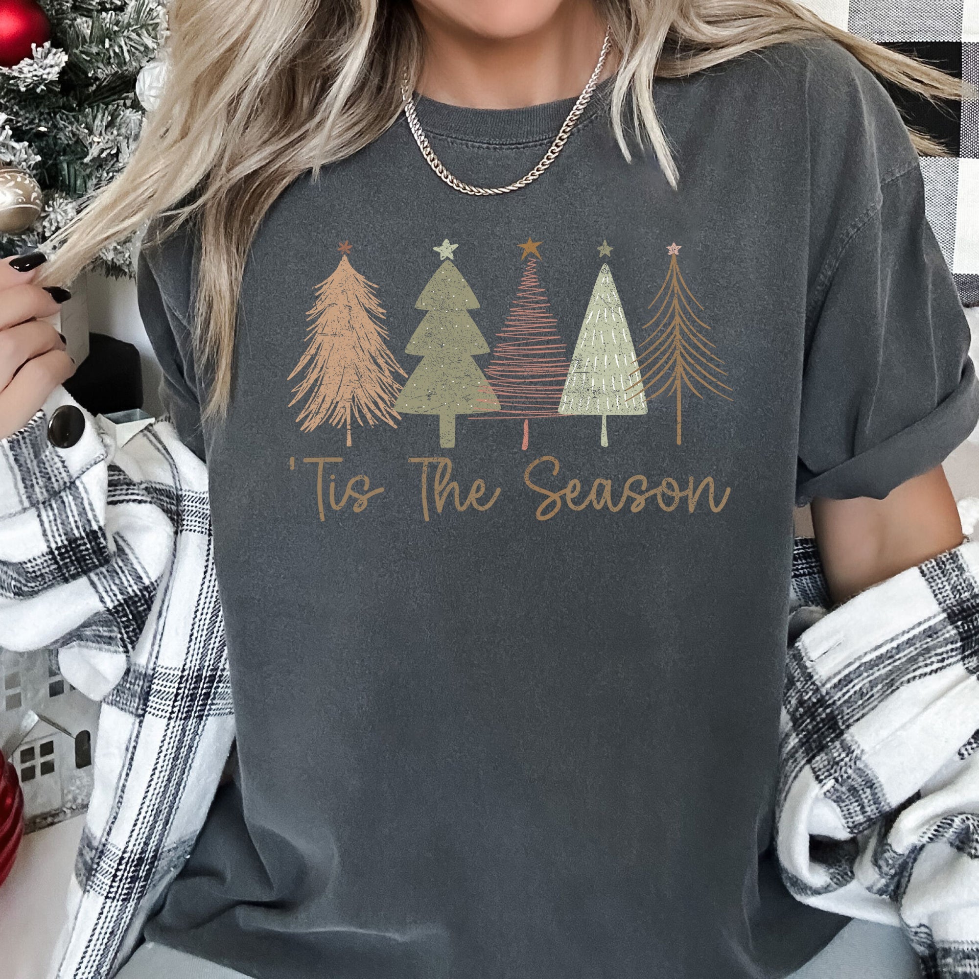 Tis The Season, Doodle Christmas Trees, Pastels, Gorgeous Limited Edition Comfort Colors Tee
