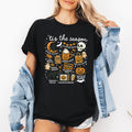 Tis The Season Halloween Skeleton Black Cat Witch Ghost Pumpkin Festive Graphic Tee