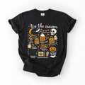 Tis The Season Halloween Skeleton Black Cat Witch Ghost Pumpkin Comfort Colors Tee
