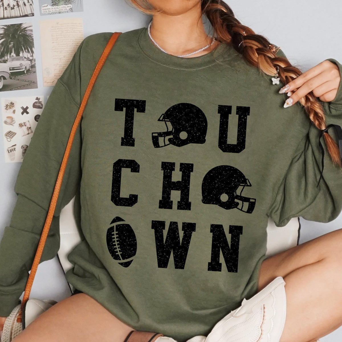 Touchdown Helmet Football Sports Game Day Big Game Tailgate Party Victory Sweatshirt