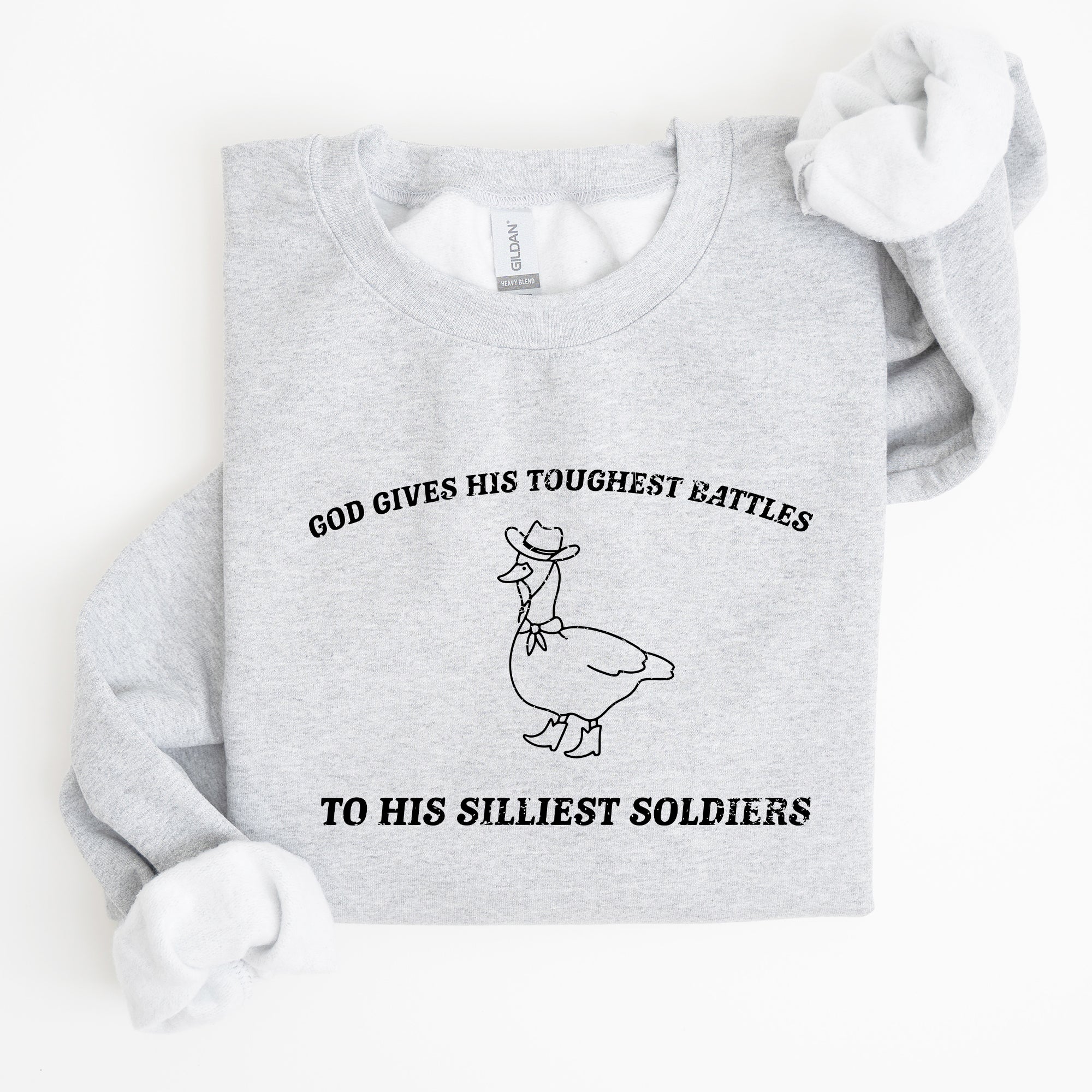 Toughest Battles Silliest Soldier Goose Meme Aesthetic Humor Premium Cotton Sweatshirt