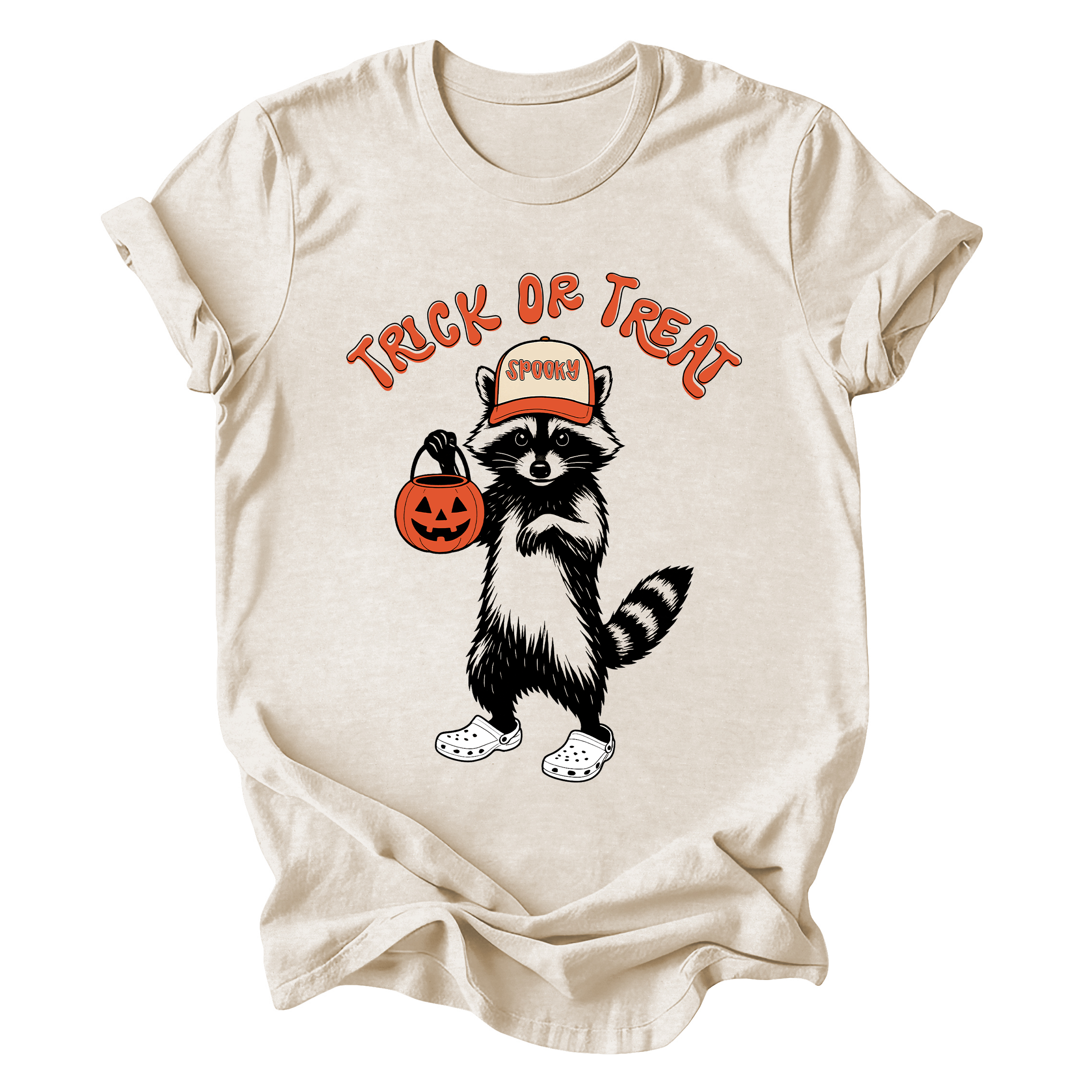 Trick Or Treat Feral Raccoon Halloween Spooky Night Mischief Moonlit Midnight Howl Graphic Tee