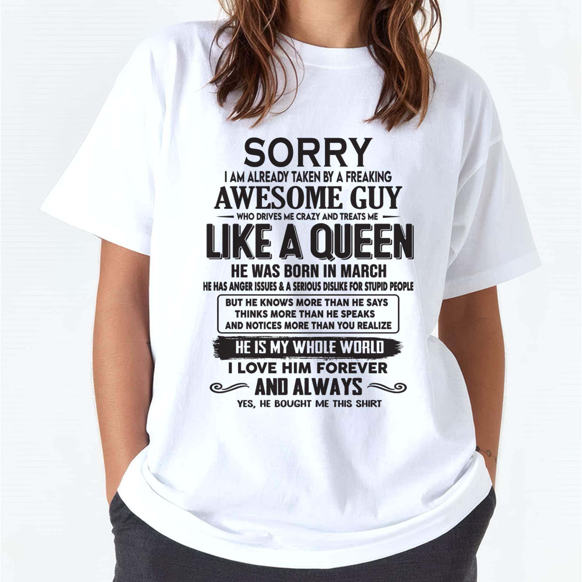 March - Sorry I am already taken by a freaking awesome guy - Gift for Wife From Husband - NGHL03 (SKU08-25-03)