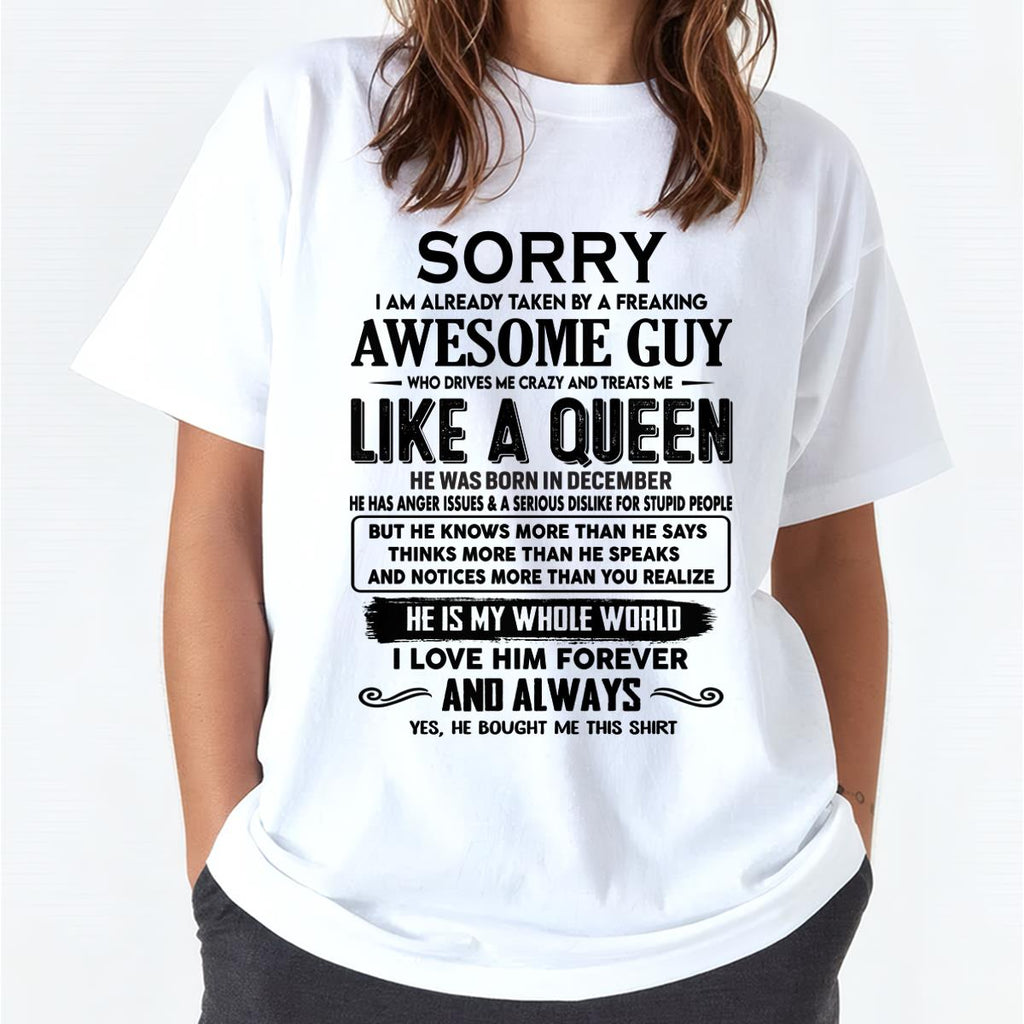 December - Sorry I am already taken by a freaking awesome guy - Gift for Wife From Husband - NGHL12 (SKU-SRG-12)