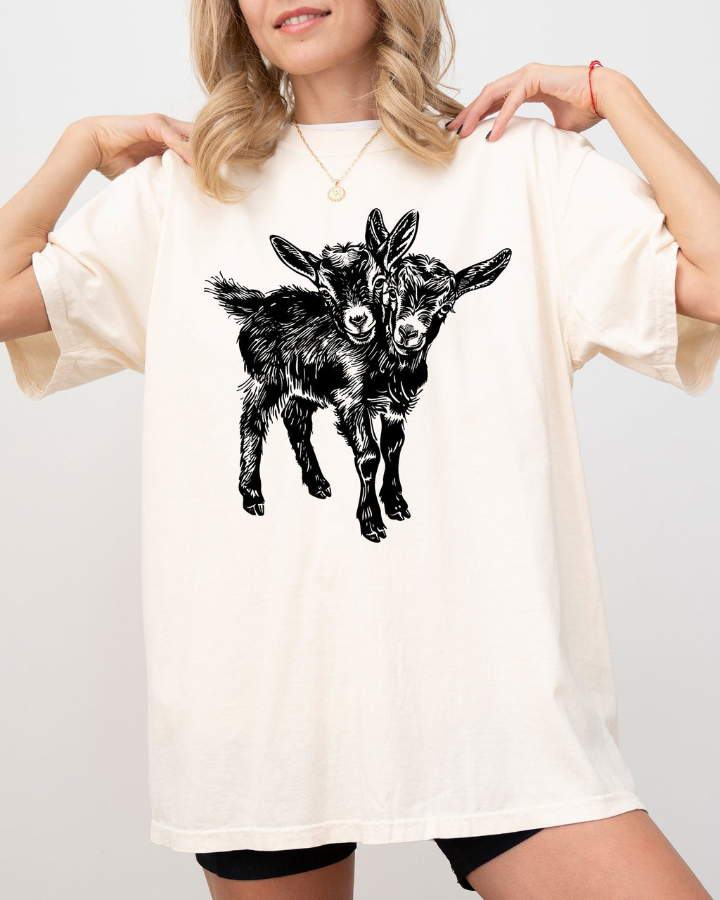 Two Headed Goat Haunted Halloween Night Creepy Graphic Art Edition Comfort Colors Tee