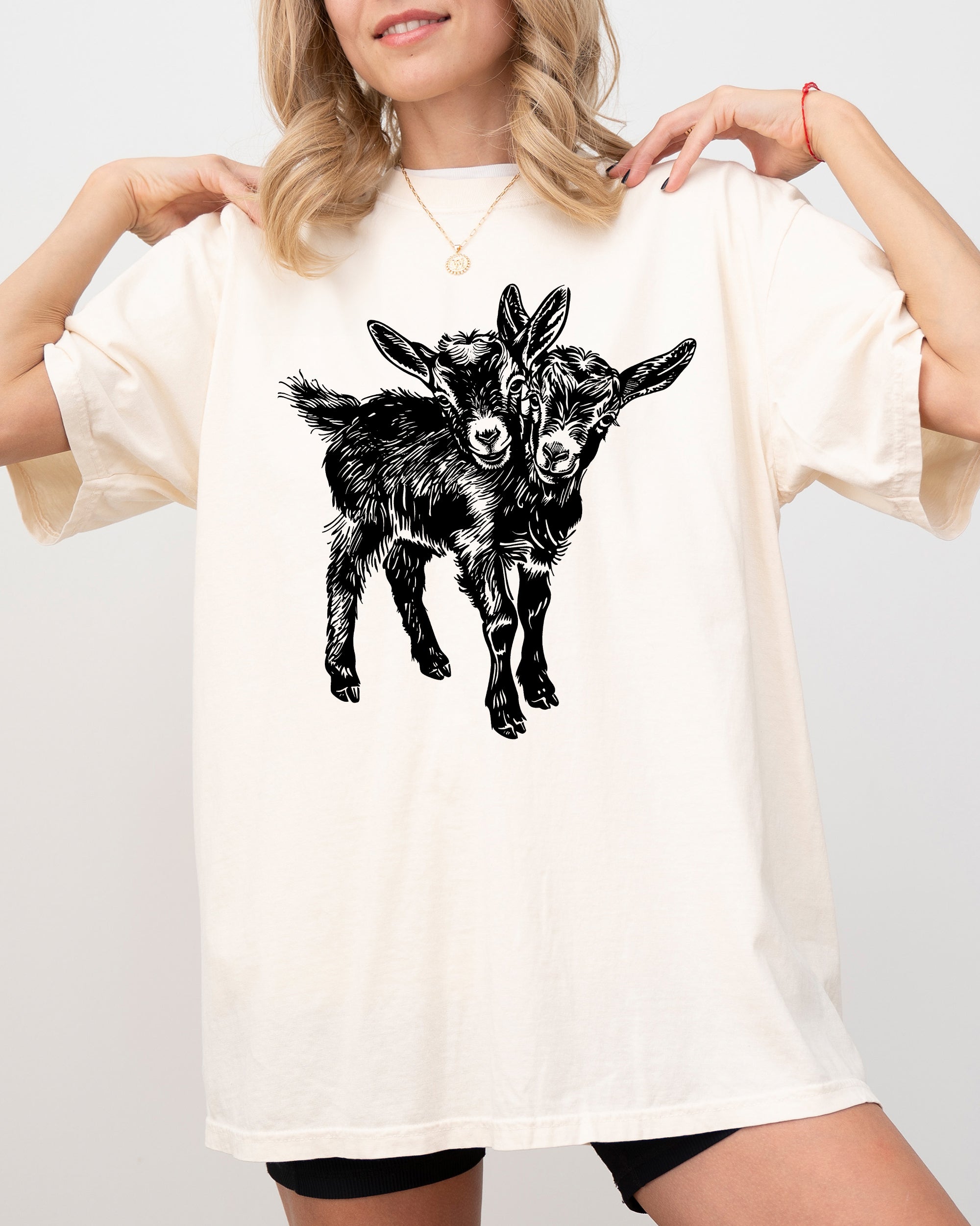 Two Headed Goat Haunted Halloween Night Creepy Graphic Art Edition Comfort Colors Tee