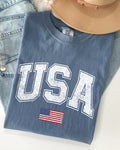 USA Flag Collegiate Varsity Olympics Patriotic Independence Day Fourth Of July America Comfort Colors Tee