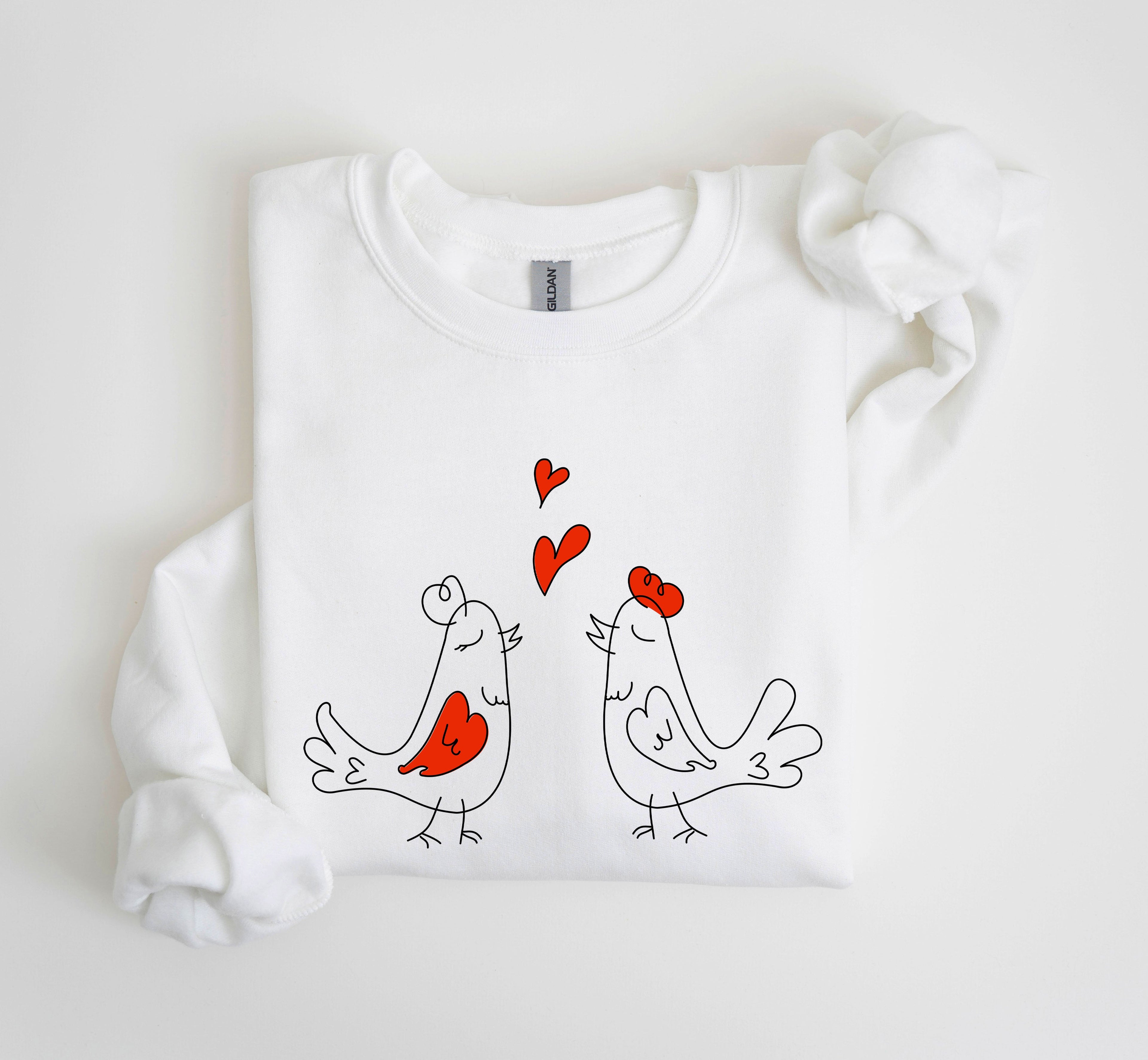 Retro Love Birds Valentines Day Nostalgic Vintage Card Illustrations Romance Edition Sweatshirt