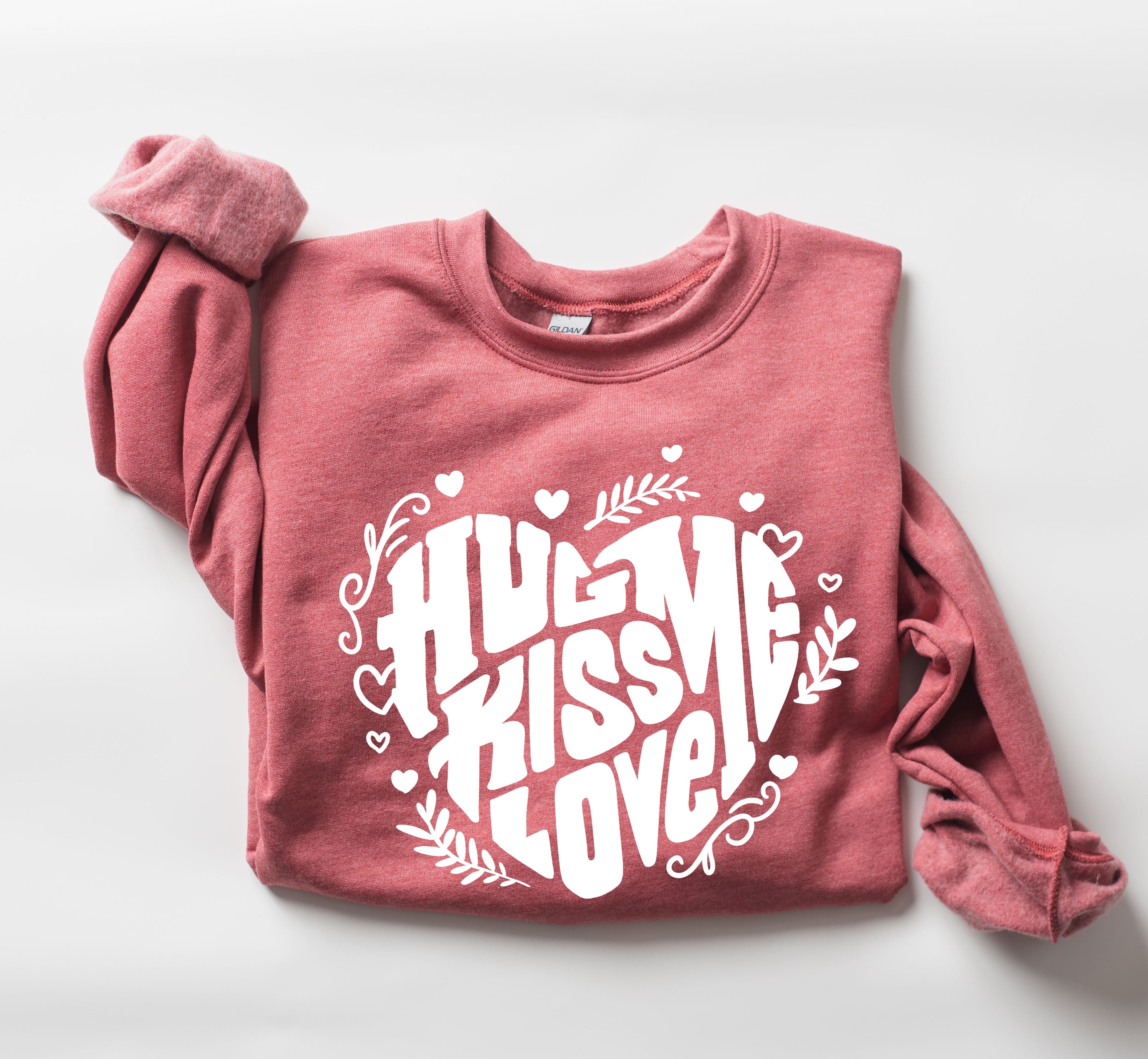 Hug Me Kiss Me Love Me Vintage Valentines Day Cozy Romance Heartfelt Edition Sweatshirt