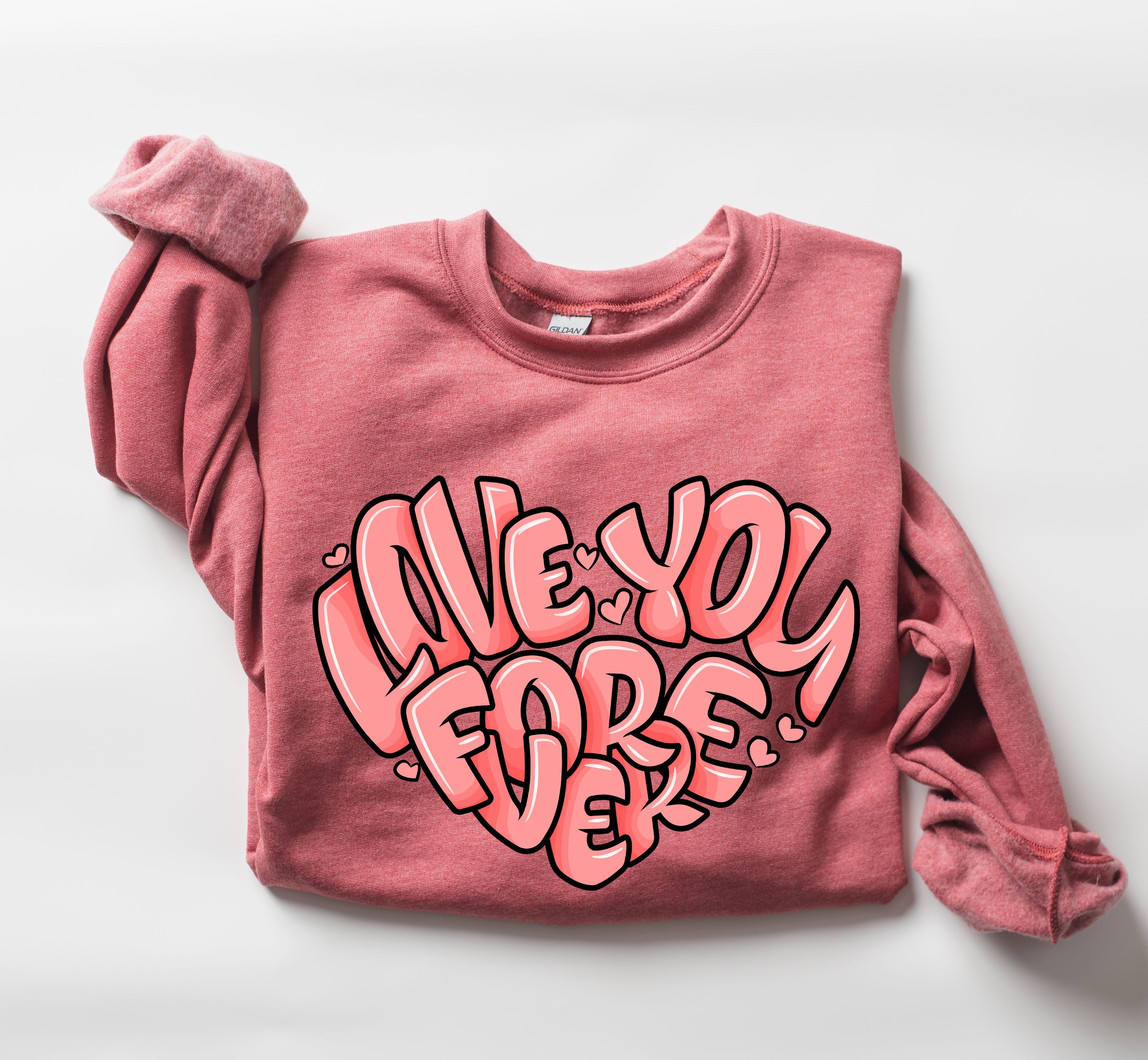 Retro I Love You Forever Vintage Valentines Day Nostalgic Romance Theme Edition Sweatshirt