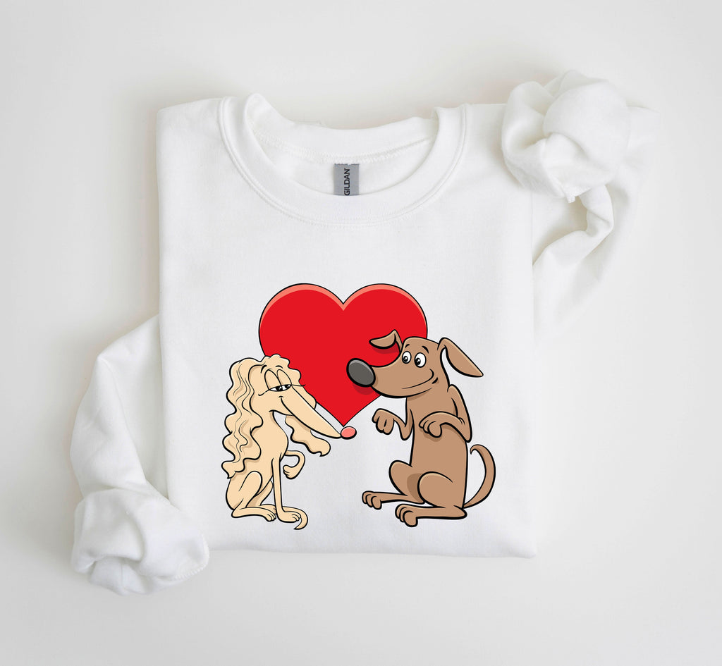 Retro Dog Lovers Vintage Valentine's Day Theme Premium Cozy Fleece Graphic Sweatshirt