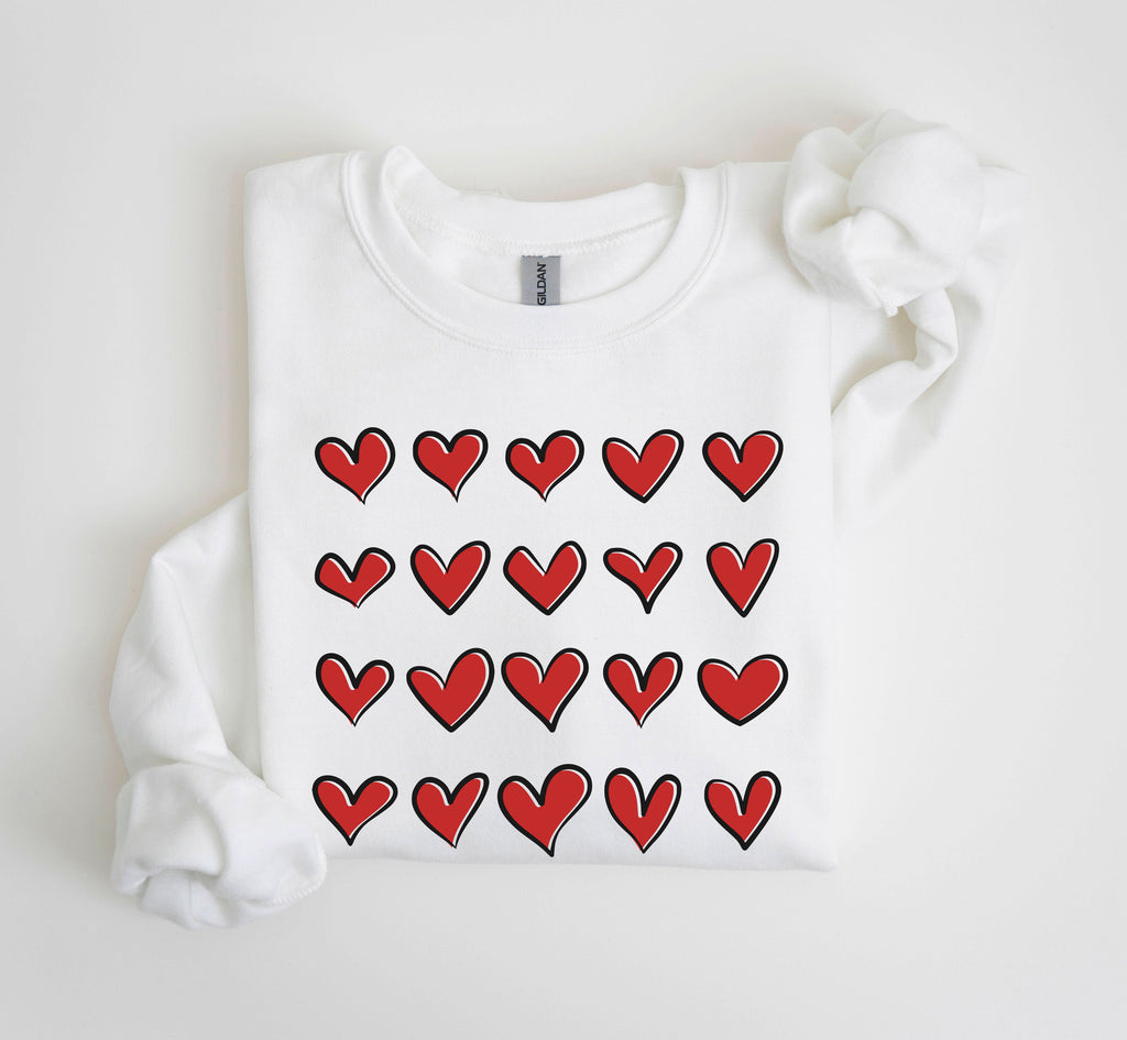 Mini Red Hearts Retro Valentine's Day Love Theme Extra Cozy Ultra Soft Fleece Sweatshirt